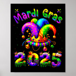Mardi Gras 2025 Jester Outfit Kids Girls Boys Men  Poster