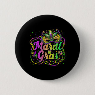 Mardi Gras 2025 Men Women Kids Beads Mask Feathers 2 Inch Round Button