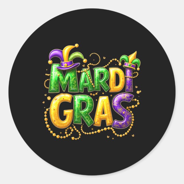 Mardi Gras 2025 Outfits For Men Women  Classic Round Sticker (Front)
