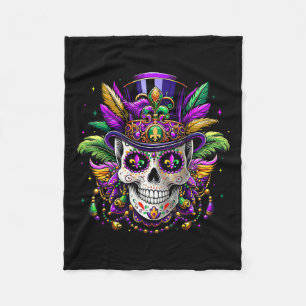 Mardi Gras 2025 Shirts Men Women Sugar Skull Carni Fleece Blanket