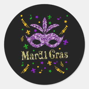Mardi Gras 2025 - Women Girls New Orleans Mask Bea Classic Round Sticker