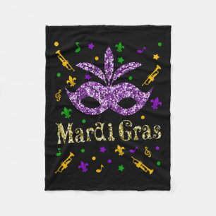 Mardi Gras 2025 - Women Girls New Orleans Mask Bea Fleece Blanket