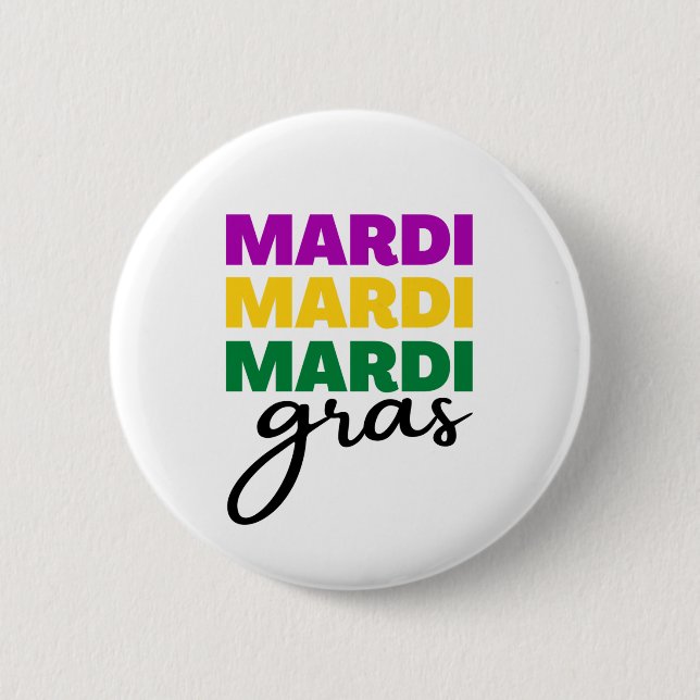 Mardi Gras 2 Inch Round Button (Front)