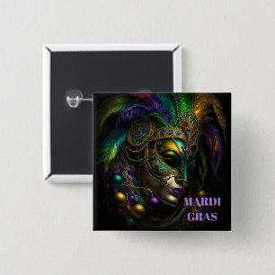 Mardi Gras  2 Inch Square Button
