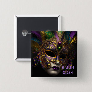 Mardi Gras  2 Inch Square Button