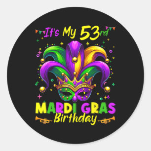 Mardi Gras 53rd Birthday Fat Tuesday 53 Years Old  Classic Round Sticker