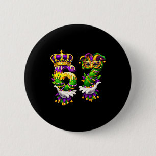 Mardi Gras 67 Six Seven Meme Jester Hat Beads Hand 2 Inch Round Button
