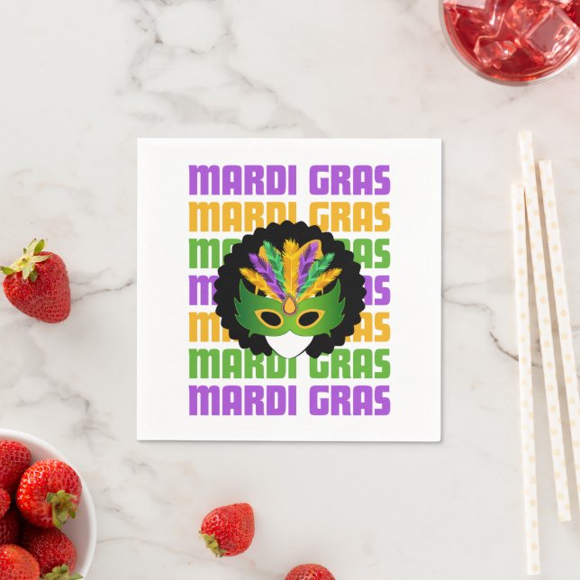 MARDI GRAS Afro Masquerade Napkin (Insitu)