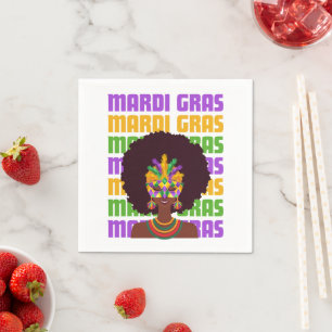 MARDI GRAS Afro Queen Napkin