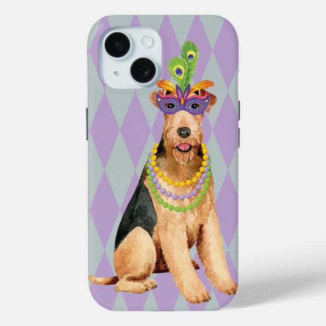 Mardi Gras Airedale Case-Mate iPhone Case (Back)