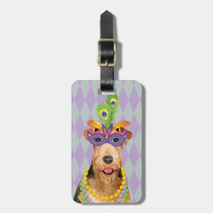 Mardi Gras Airedale Luggage Tag