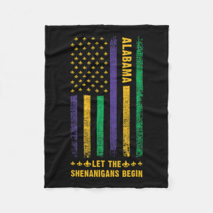 Mardi Gras Alabyma Fleur-de-lis American Flag Fleece Blanket
