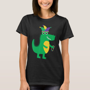 Mardi Gras Alligator Beads And Blings Jester Hat C T-Shirt
