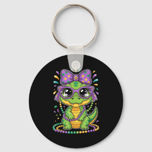 Mardi Gras Alligator Beads Bow Kids Women _2 Keychain