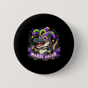 Mardi Gras Alligator Celebration Mardigator 2 Inch Round Button