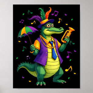 Mardi Gras Alligator Funny Mardi Gras Costume Men Poster