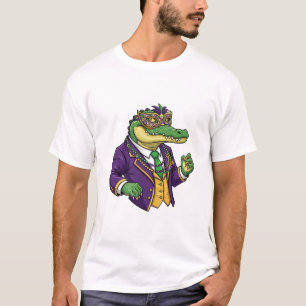 Mardi Gras Alligator in Purple Suit & Masquerade T-Shirt