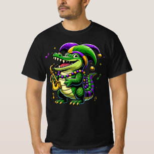 Mardi Gras Alligator Jester Hat Carnival Parade Co T-Shirt