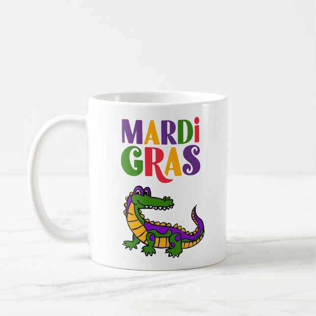 Mardi Gras Alligator, Mardi Gras Party  Coffee Mug (Left)