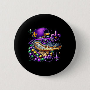 Mardi Gras Alligator Mardigator Crocodile Kids Boy 2 Inch Round Button