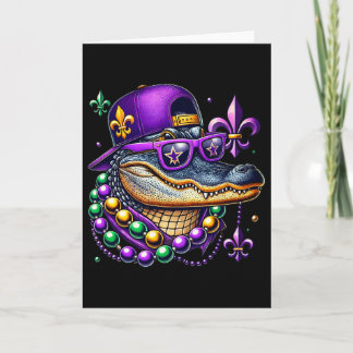 Mardi Gras Alligator Mardigator Crocodile Kids Boy Card