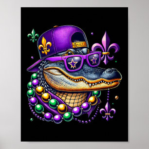 Mardi Gras Alligator Mardigator Crocodile Kids Boy Poster