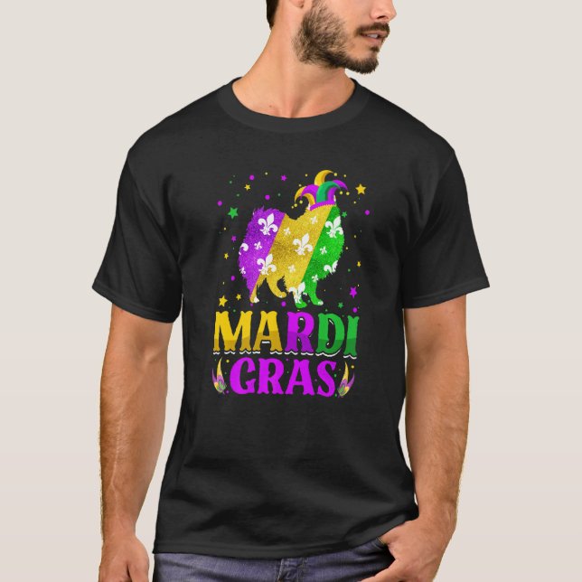 Mardi Gras American Eskimo Dog Lover Carnival Jest T-Shirt (Front)