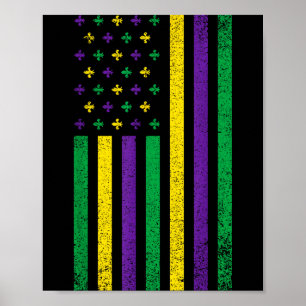 Mardi Gras American Flag Patriotic Carnival Fat Tu Poster