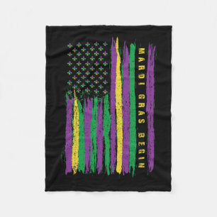 Mardi Gras American Flag Usa Flag Mardi Gras Costu Fleece Blanket