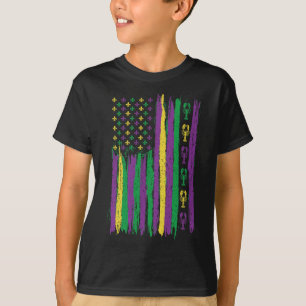 Mardi Gras American Flag Usa Flag Mardi Gras Costu T-Shirt
