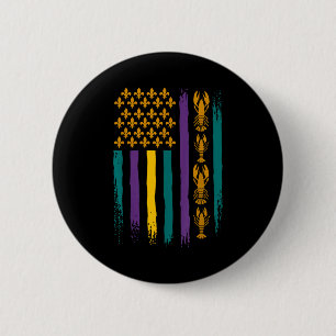 Mardi Gras American Usa Flag Funny  2 Inch Round Button