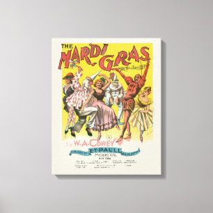 Mardi Gras Antique Yellow Poster Canvas Print