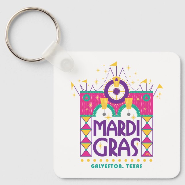 Mardi Gras Arch, Galveston, Texas Keychain (Front)