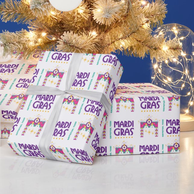 Mardi Gras Arch, Galveston, Texas Wrapping Paper (Holidays)