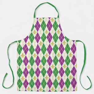 Mardi Gras Argyle All-Over Print Apron