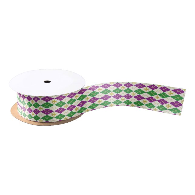 Mardi Gras Argyle Ribbon Satin Ribbon (Spool)