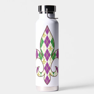 Mardi Gras Argyle Water Bottle