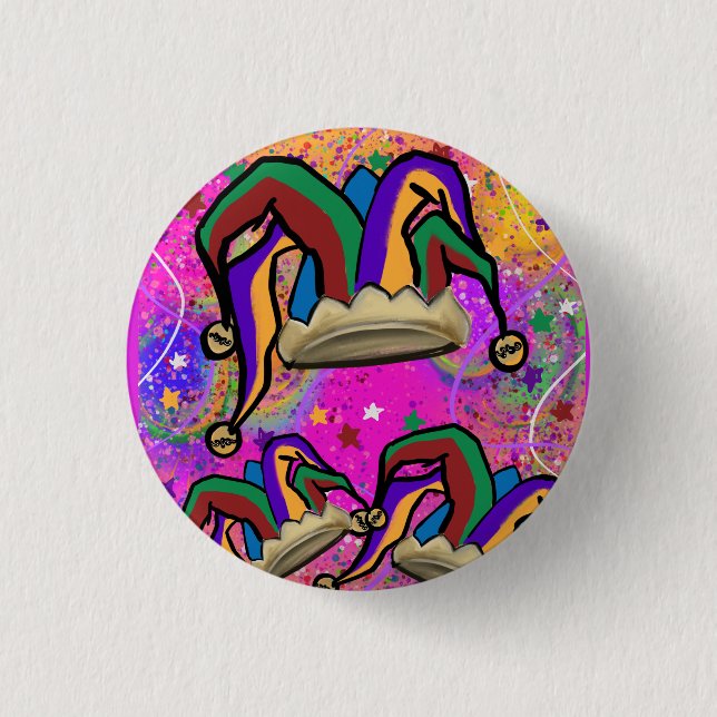 MARDI GRAS ART      1 INCH ROUND BUTTON (Front)