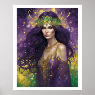 Mardi Gras Art Déco Femme dans Purple Gown
