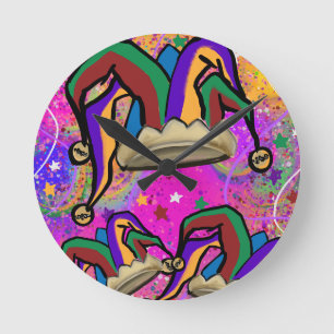 MARDI GRAS ART ROUND CLOCK