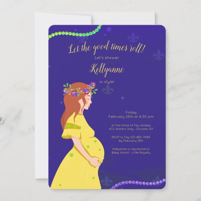 Mardi Gras Baby shower Invitation (Devant)