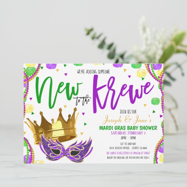 Mardi Gras Baby shower Invitation (Debout devant)