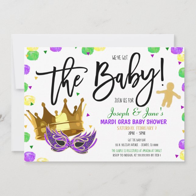 Mardi Gras Baby shower Invitation (Devant)