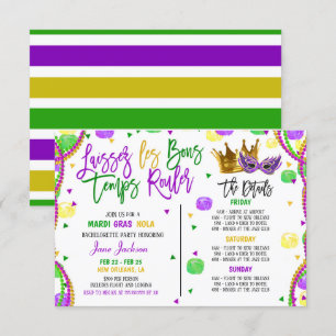 Mardi Gras Bachelorette Invitation du week-end