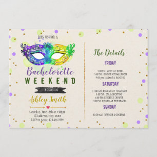 Mardi gras bachelorette Itinerary invitation