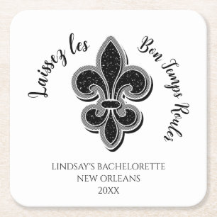 Mardi Gras Bachelorette Party Square Paper Coaster