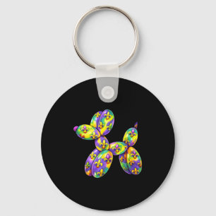 Mardi Gras Balloon Dog Costume Design Keychain