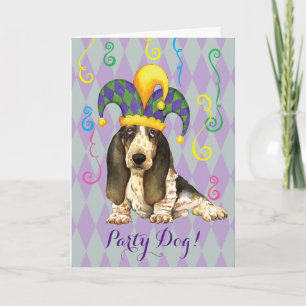 Mardi Gras Basset Hound Card