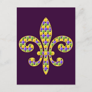 Mardi Gras bead Fleur de lis Postcard