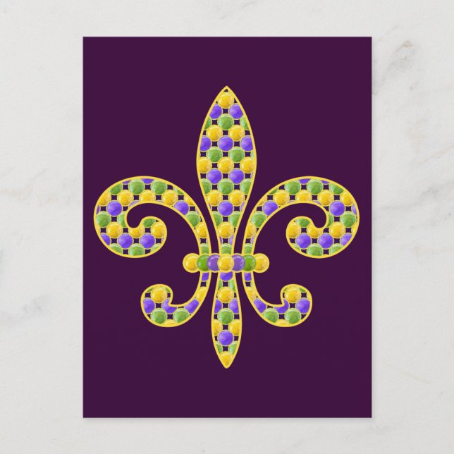 Mardi Gras bead Fleur de lis Postcard (Front)